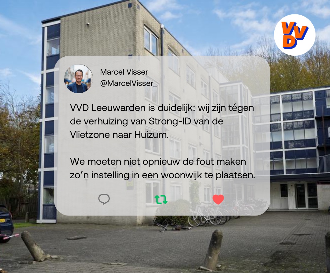 VVD Leeuwarden is tegen de verhuizing van Strong-ID naar Huizum